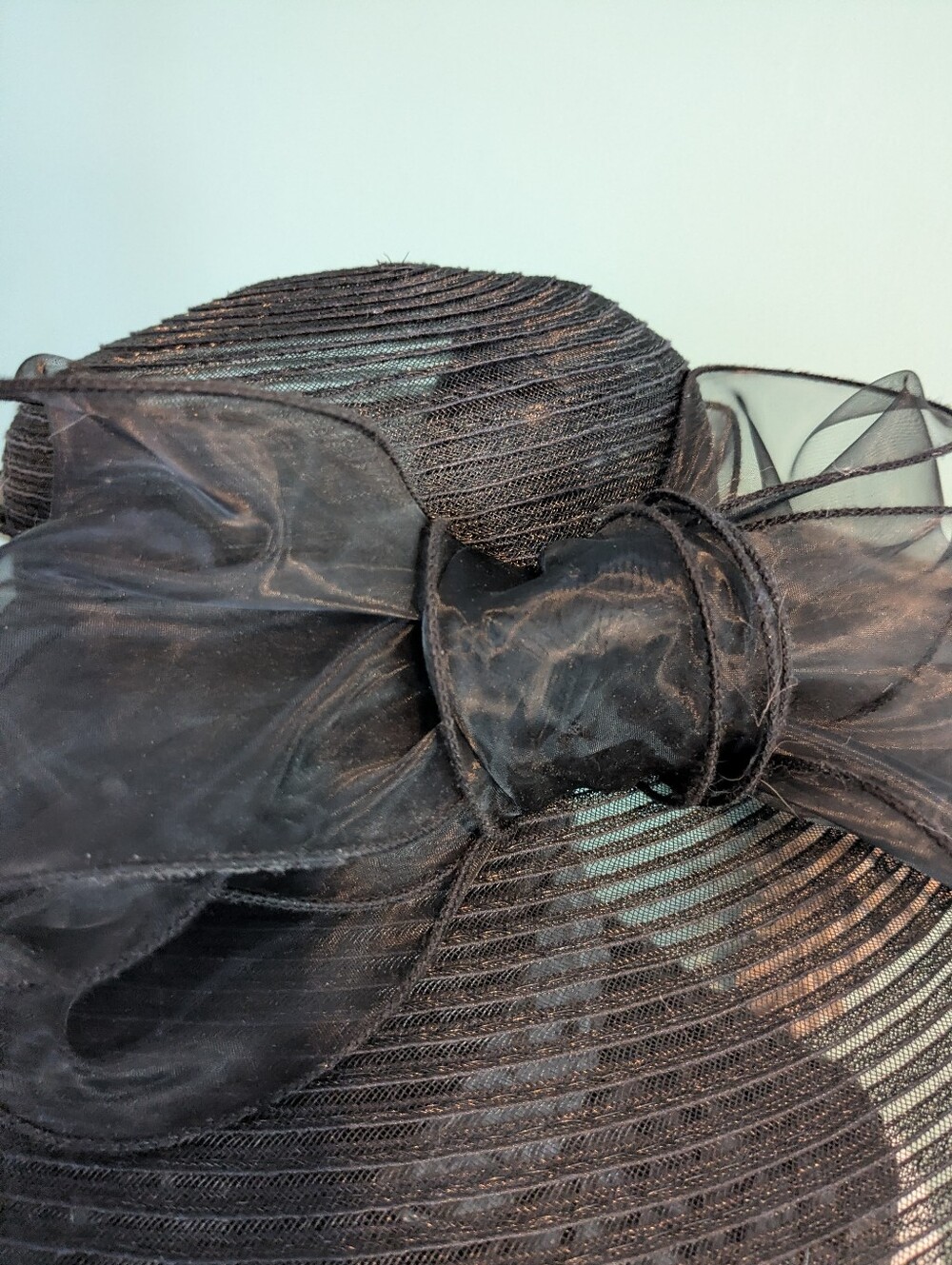Elegant Black Women's Dress Hat with Organza Bow - Picture 6 of 6